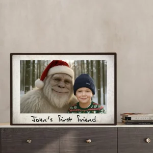 Personalized Yeti Christmas Poster Custom Photo Wall Art, Magical Keepsake