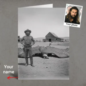 Personalized 1890s Thunderbird Card Custom Face Mythic Tombstone Hunter Greeting Card