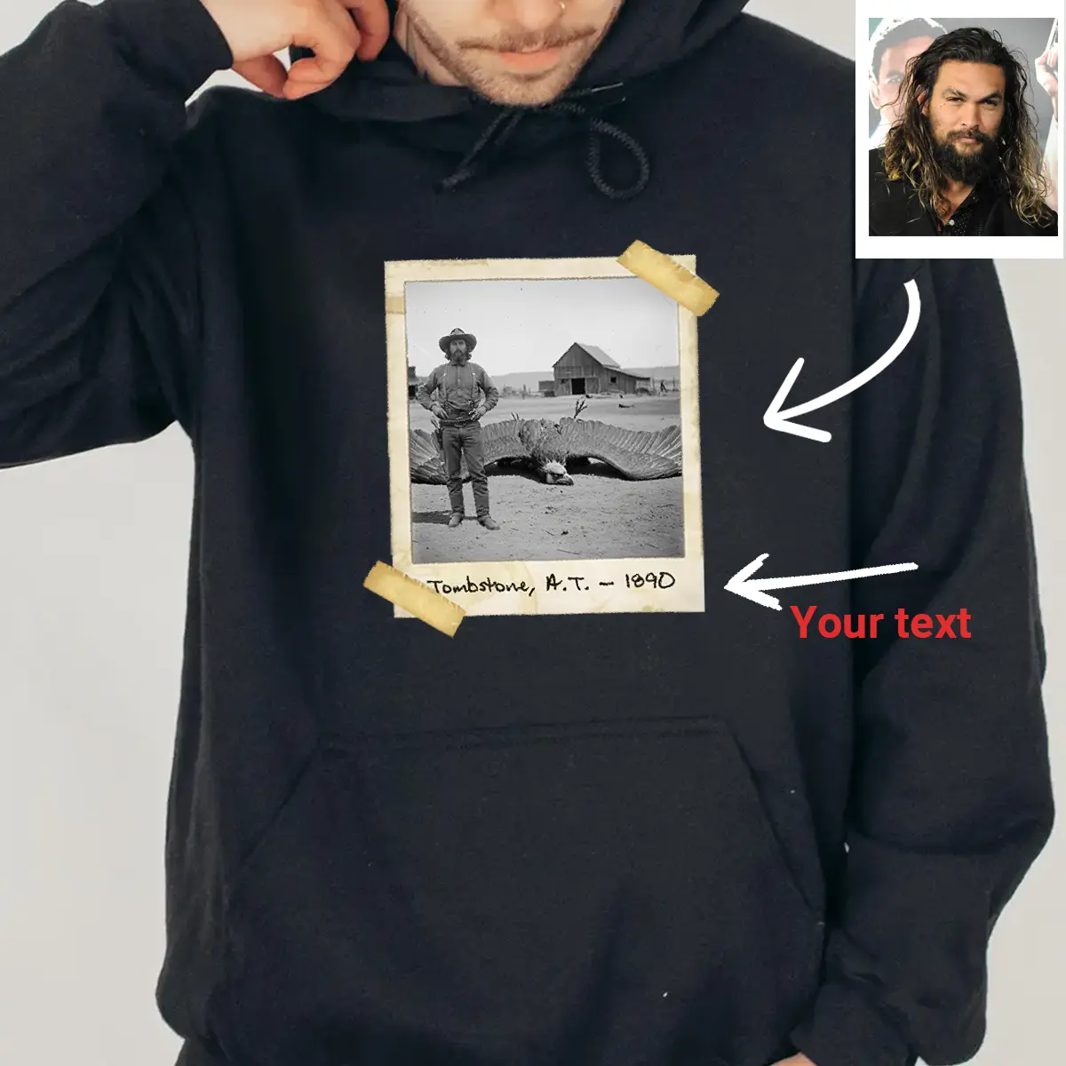 Personalized 1890s Thunderbird Hoodie | Custom Face Mythic Tombstone Hunter Hooded Sweatshirt 1 Personalized 1890s Thunderbird Hoodie Custom Face Mythic Tombstone Hunter Hooded Sweatshirt