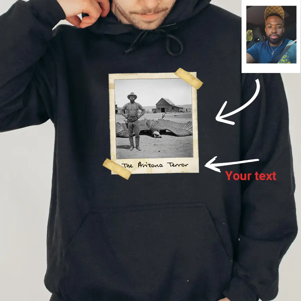 Personalized 1890s Thunderbird Hoodie | Custom Face Mythic Tombstone Hunter Hooded Sweatshirt 4 Personalized 1890s Thunderbird Hoodie Custom Face Mythic Tombstone Hunter Hooded Sweatshirt
