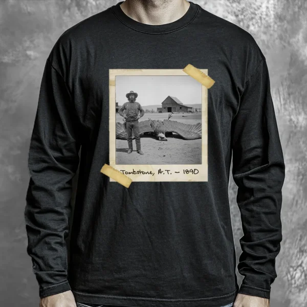 Personalized 1890s Thunderbird Long Sleeve Tee Custom Face Mythic Tombstone Hunter Crewneck