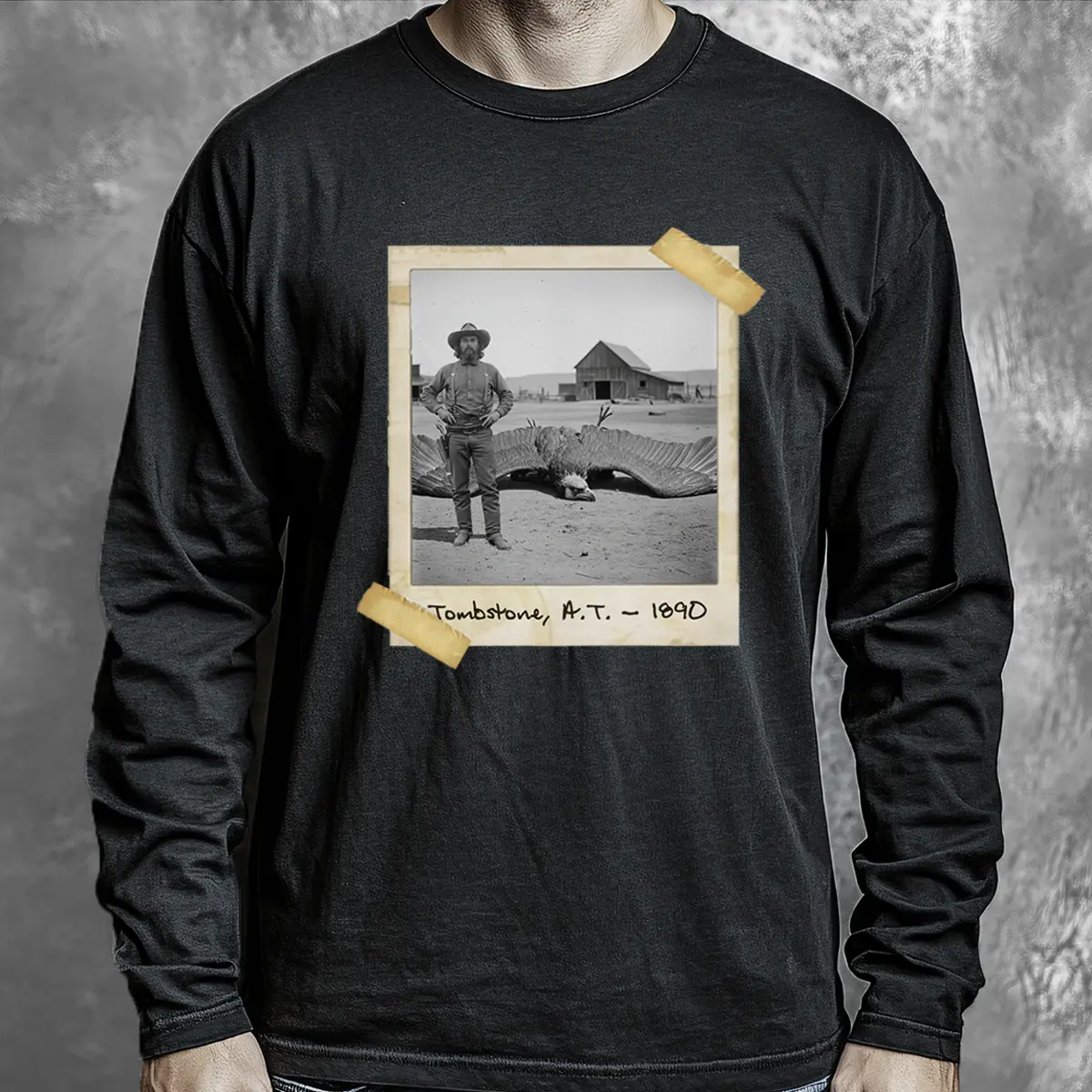 Personalized 1890s Thunderbird Long Sleeve Tee | Custom Face Mythic Tombstone Hunter Crewneck 2 Personalized 1890s Thunderbird Long Sleeve Tee Custom Face Mythic Tombstone Hunter Crewneck