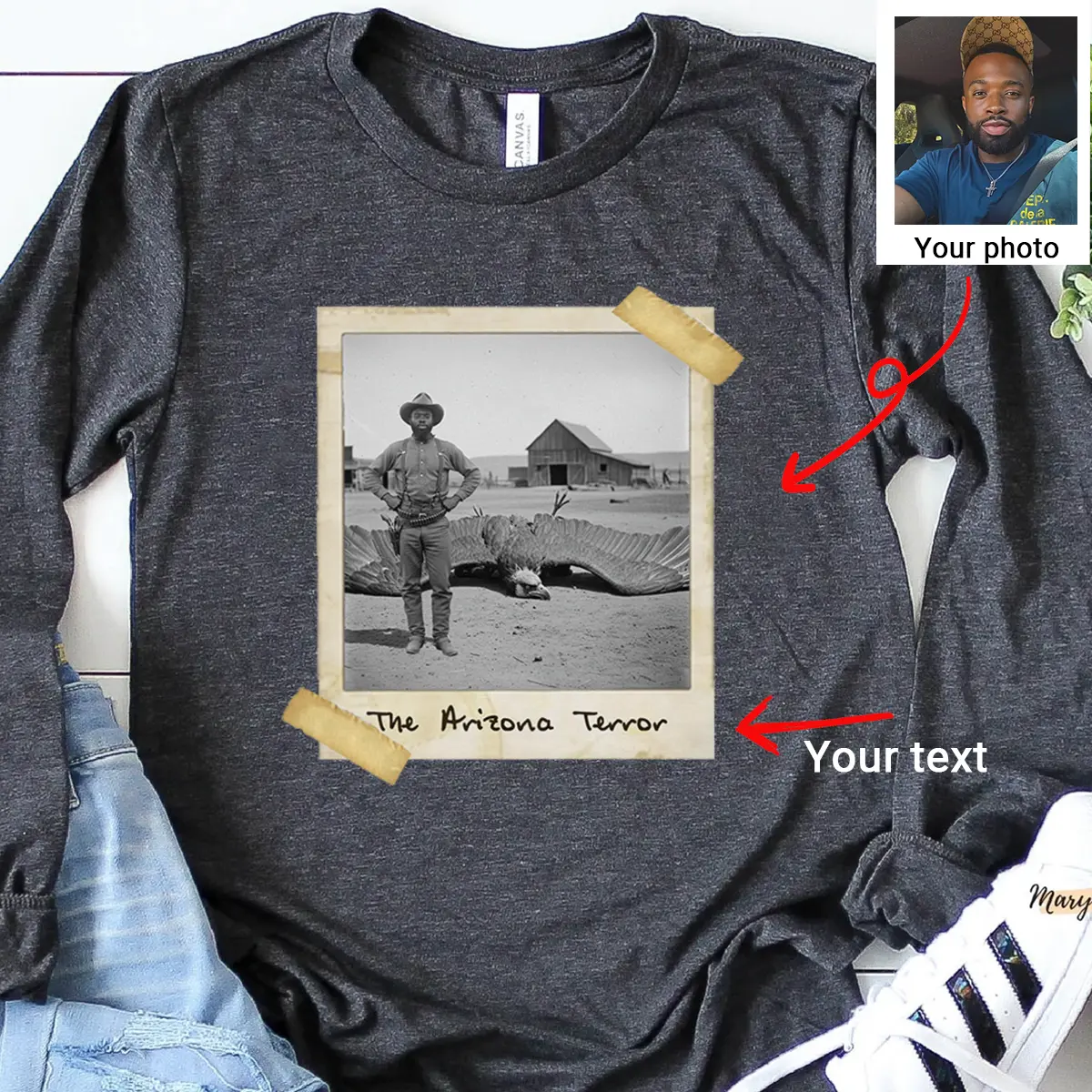 Personalized 1890s Thunderbird Long Sleeve Tee | Custom Face Mythic Tombstone Hunter Crewneck 4 Personalized 1890s Thunderbird Long Sleeve Tee Custom Face Mythic Tombstone Hunter Crewneck