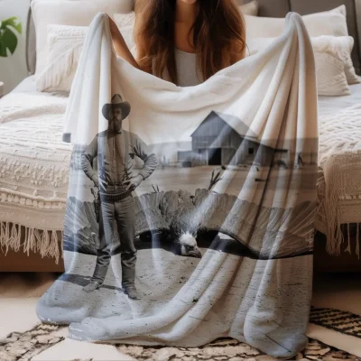 Personalized 1890s Thunderbird Sherpa Blanket Custom Face Mythic Tombstone Hunter