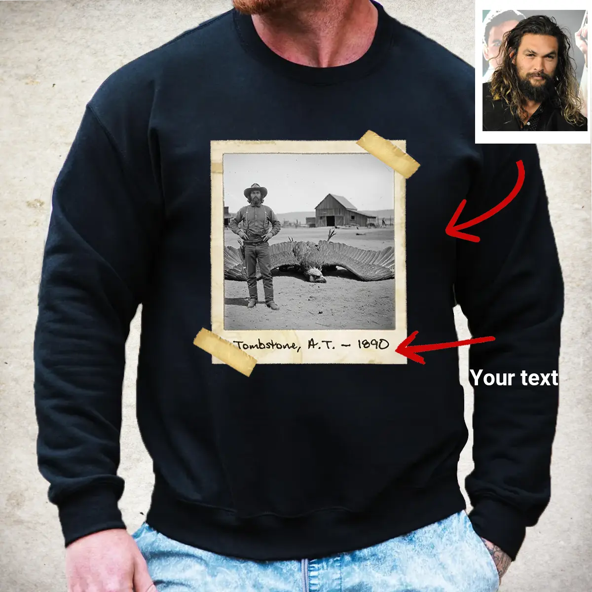 Personalized 1890s Thunderbird Sweatshirt | Custom Face Mythic Tombstone Hunter Pullover 1 Personalized 1890s Thunderbird Sweatshirt Custom Face Mythic Tombstone Hunter Pullover