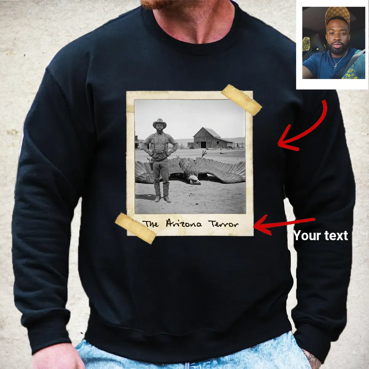 Personalized 1890s Thunderbird Sweatshirt | Custom Face Mythic Tombstone Hunter Pullover 4 Personalized 1890s Thunderbird Sweatshirt Custom Face Mythic Tombstone Hunter Pullover
