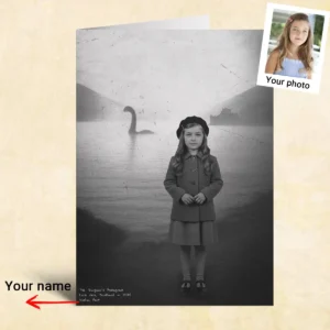 Personalized 1934 Nessie Card | Custom Your Face in Vintage Loch Ness Monster Greeting Card 20 Personalized 1934 Nessie Card Custom Your Face in Vintage Loch Ness Monster Greeting Card