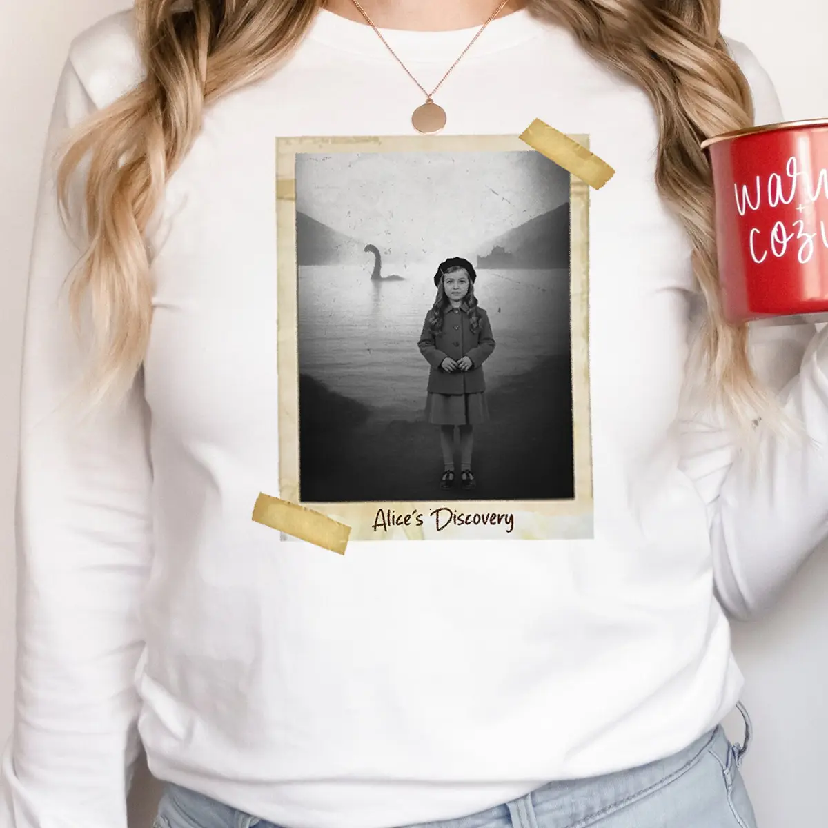 Personalized 1934 Nessie Long Sleeve Tee | Custom Your Face in Vintage Loch Ness Monster Crewneck 6 Personalized 1934 Nessie Long Sleeve Tee Custom Your Face in Vintage Loch Ness Monster Crewneck