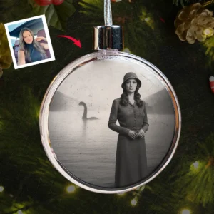 Personalized 1934 Nessie Ornament Custom Your Face in Vintage Loch Ness Monster, Christmas Gift