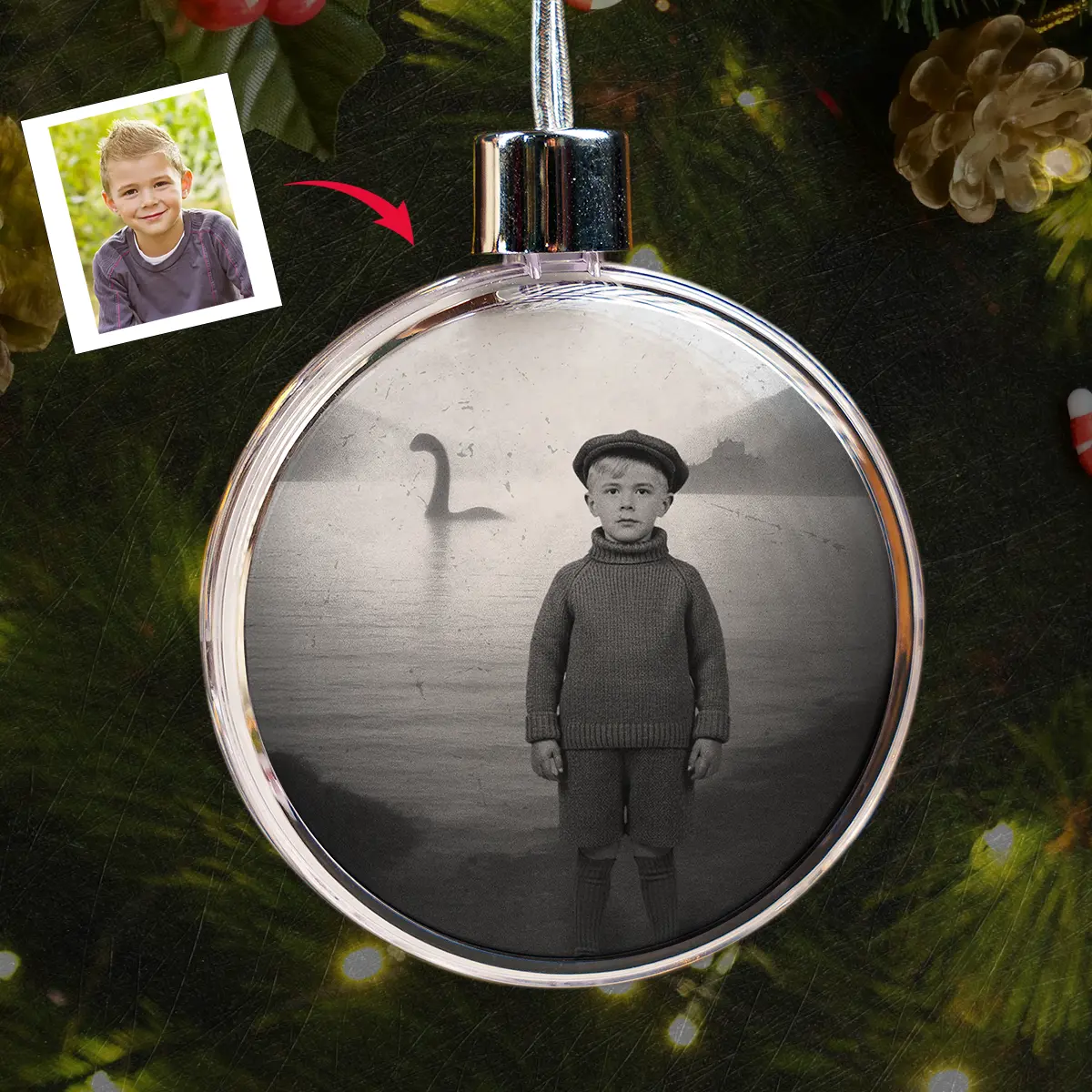 Personalized 1934 Nessie Ornament | Custom Your Face in Vintage Loch Ness Monster, Christmas Gift 10 Personalized 1934 Nessie Ornament Custom Your Face in Vintage Loch Ness Monster, Christmas Gift