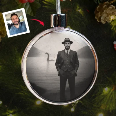 Personalized 1934 Nessie Ornament Custom Your Face in Vintage Loch Ness Monster, Christmas Gift
