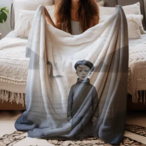 Personalized 1934 Nessie Sherpa Blanket Custom Your Face in Vintage Loch Ness Monster Cozy
