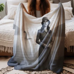 Personalized 1934 Nessie Sherpa Blanket Custom Your Face in Vintage Loch Ness Monster Cozy