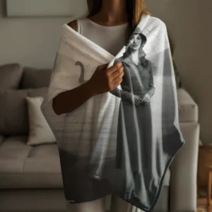 Personalized 1934 Nessie Sherpa Blanket Custom Your Face in Vintage Loch Ness Monster Cozy