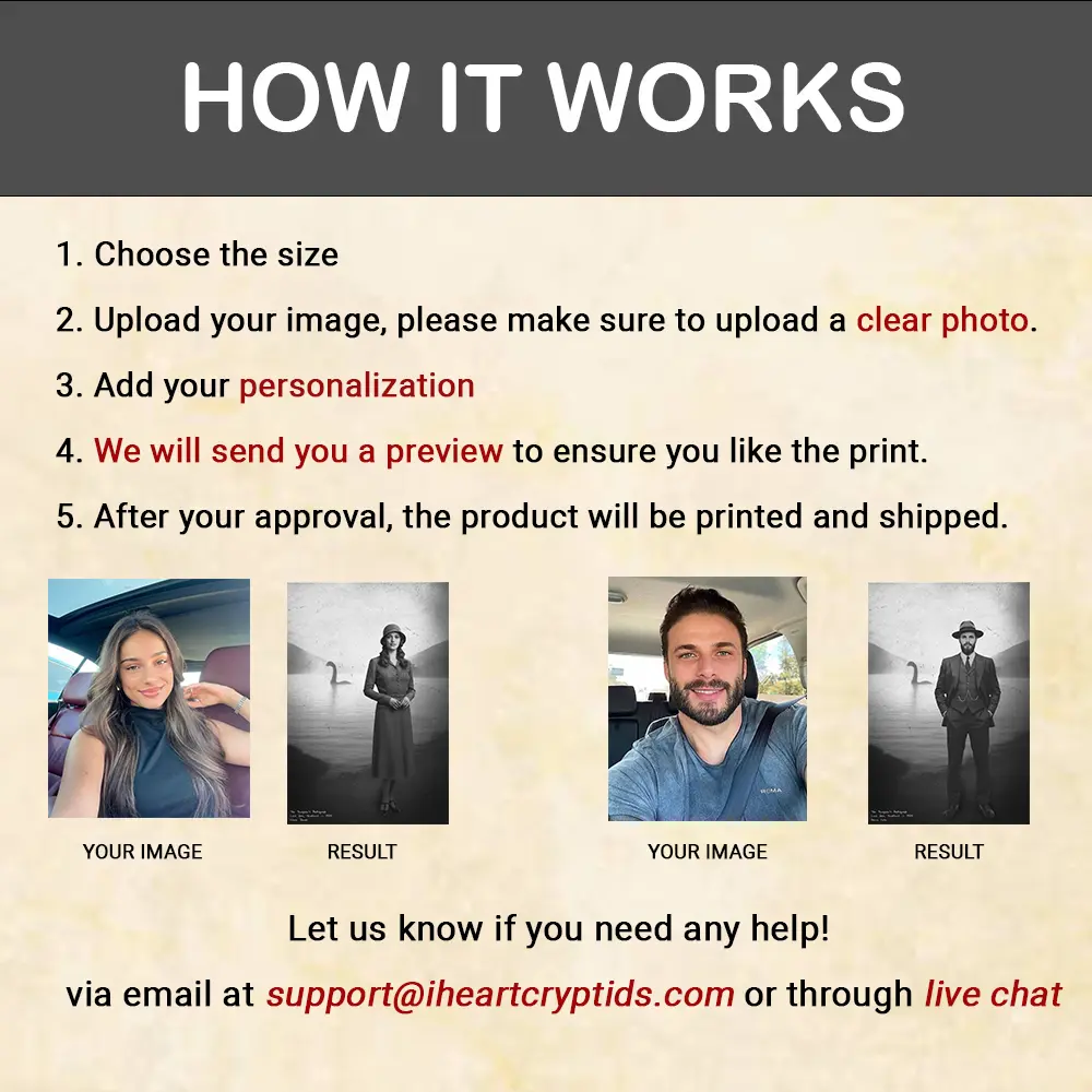 Personalized 1934 Nessie Shirt | Custom Your Face in Vintage Loch Ness Monster Tee 15 Personalized 1934 Nessie Shirt Custom Your Face in Vintage Loch Ness Monster Tee