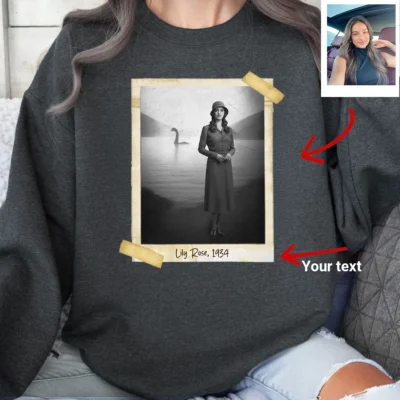 Personalized 1934 Nessie Sweatshirt Custom Your Face in Vintage Loch Ness Monster Pullover