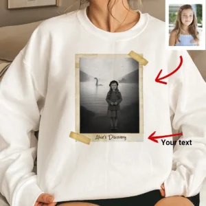 Personalized 1934 Nessie Sweatshirt Custom Your Face in Vintage Loch Ness Monster Pullover