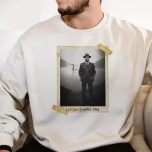 Personalized 1934 Nessie Sweatshirt Custom Your Face in Vintage Loch Ness Monster Pullover