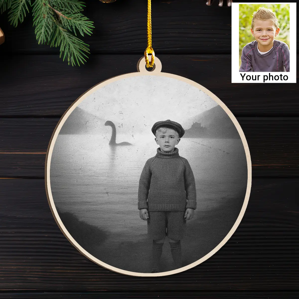 Personalized 1934 Nessie Wooden Ornament | Custom Your Face in Vintage Loch Ness Monster, Christmas Gift 11 Personalized 1934 Nessie Wooden Ornament Custom Your Face in Vintage Loch Ness Monster, Christmas Gift