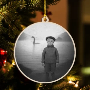 Personalized 1934 Nessie Wooden Ornament Custom Your Face in Vintage Loch Ness Monster, Christmas Gift