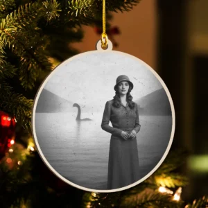 Personalized 1934 Nessie Wooden Ornament Custom Your Face in Vintage Loch Ness Monster, Christmas Gift