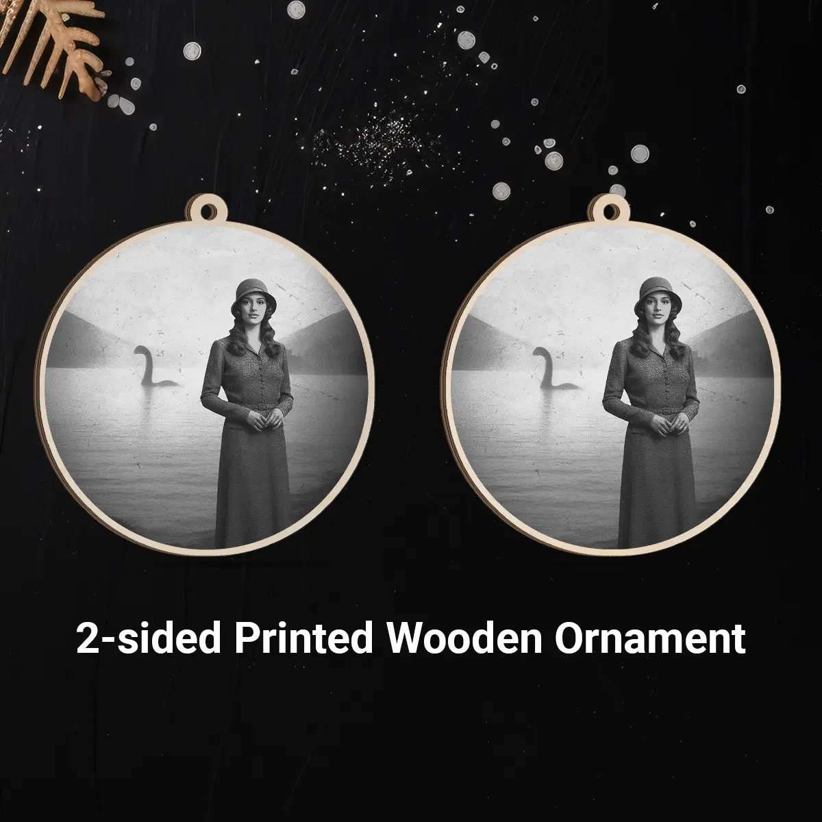 Personalized 1934 Nessie Wooden Ornament | Custom Your Face in Vintage Loch Ness Monster, Christmas Gift 4 Personalized 1934 Nessie Wooden Ornament Custom Your Face in Vintage Loch Ness Monster, Christmas Gift