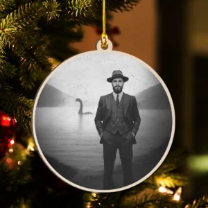 Personalized 1934 Nessie Wooden Ornament Custom Your Face in Vintage Loch Ness Monster, Christmas Gift