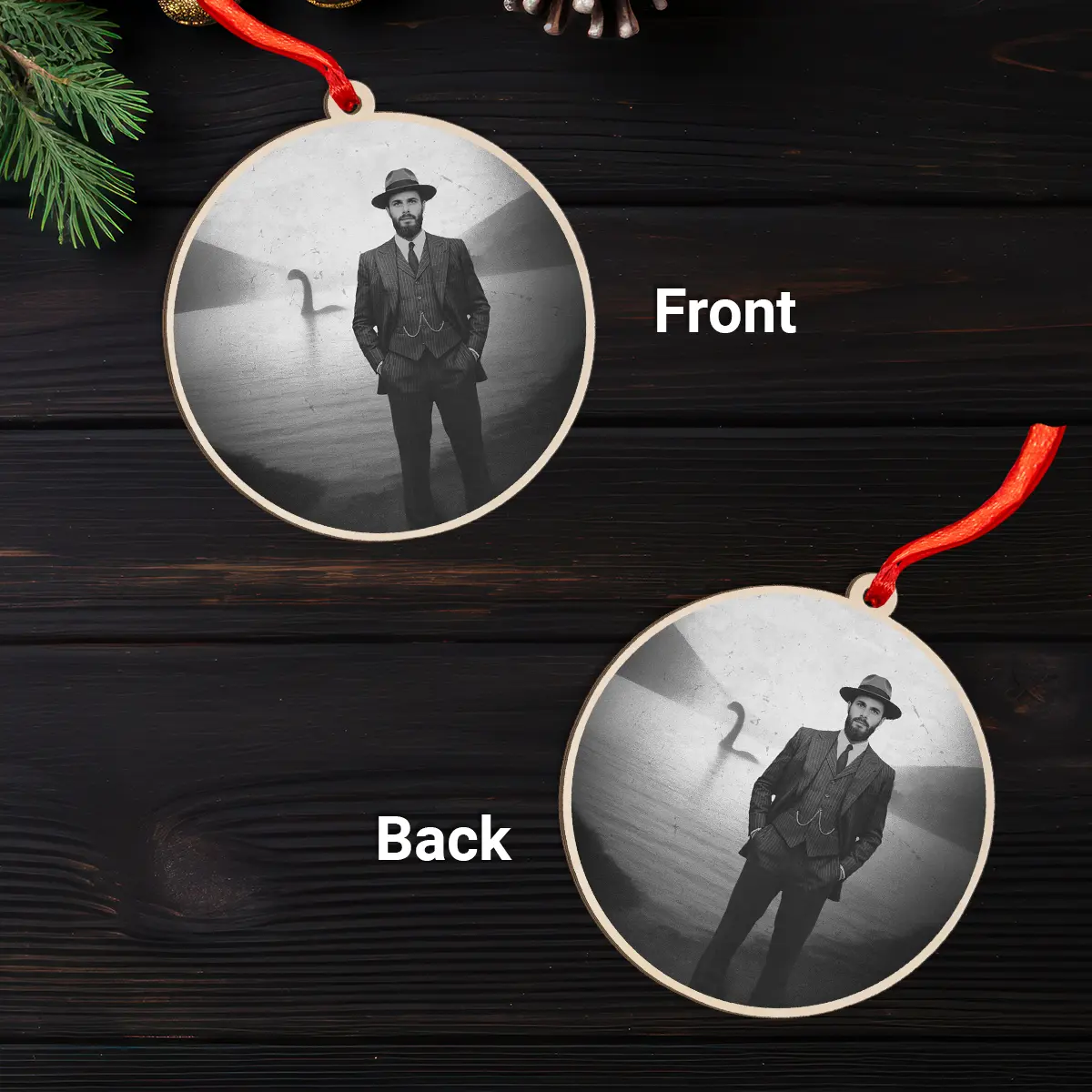 Personalized 1934 Nessie Wooden Ornament | Custom Your Face in Vintage Loch Ness Monster, Christmas Gift 7 Personalized 1934 Nessie Wooden Ornament Custom Your Face in Vintage Loch Ness Monster, Christmas Gift