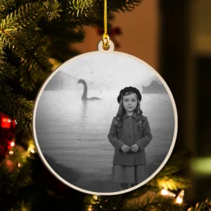 Personalized 1934 Nessie Wooden Ornament Custom Your Face in Vintage Loch Ness Monster, Christmas Gift
