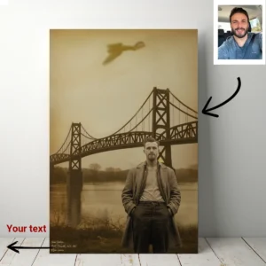 Personalized 1967 Mothman Sighting Canvas Your Face in Lost Photo, Custom Wall Art