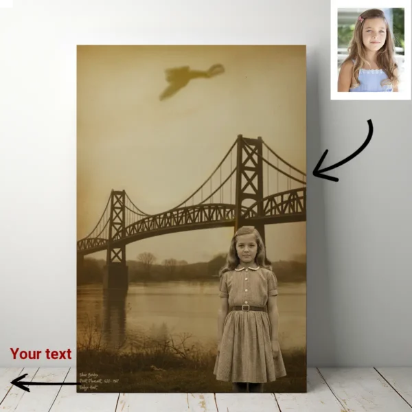 Personalized 1967 Mothman Sighting Canvas Your Face in Lost Photo, Custom Wall Art
