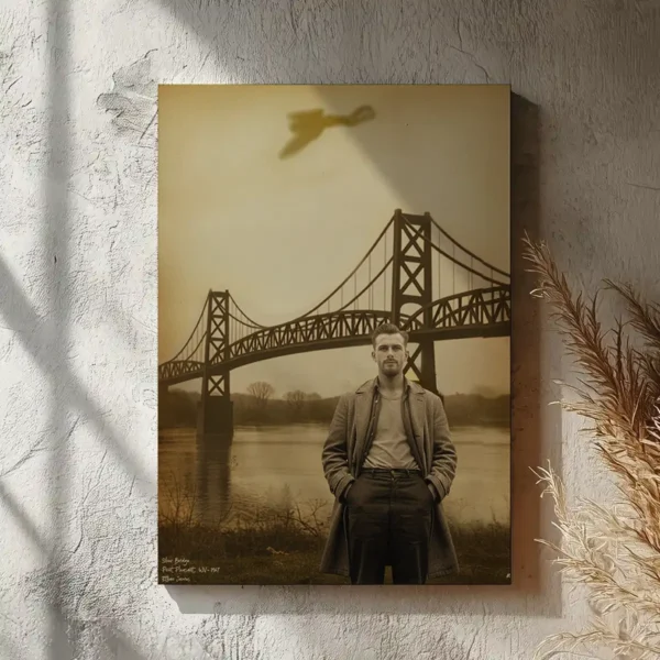Personalized 1967 Mothman Sighting Canvas Your Face in Lost Photo, Custom Wall Art