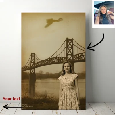 Personalized 1967 Mothman Sighting Canvas Your Face in Lost Photo, Custom Wall Art