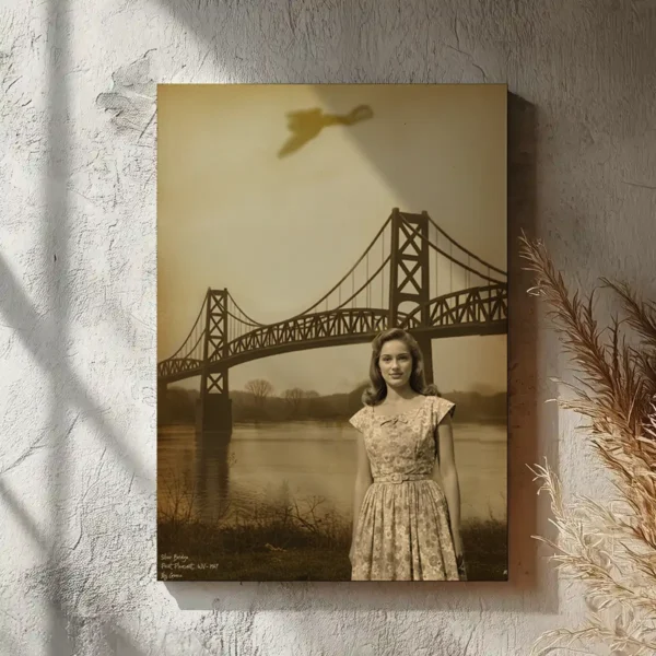 Personalized 1967 Mothman Sighting Canvas Your Face in Lost Photo, Custom Wall Art