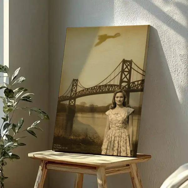 Personalized 1967 Mothman Sighting Canvas Your Face in Lost Photo, Custom Wall Art