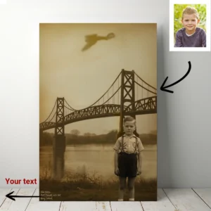 Personalized 1967 Mothman Sighting Canvas Your Face in Lost Photo, Custom Wall Art