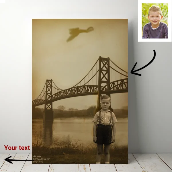 Personalized 1967 Mothman Sighting Canvas Your Face in Lost Photo, Custom Wall Art