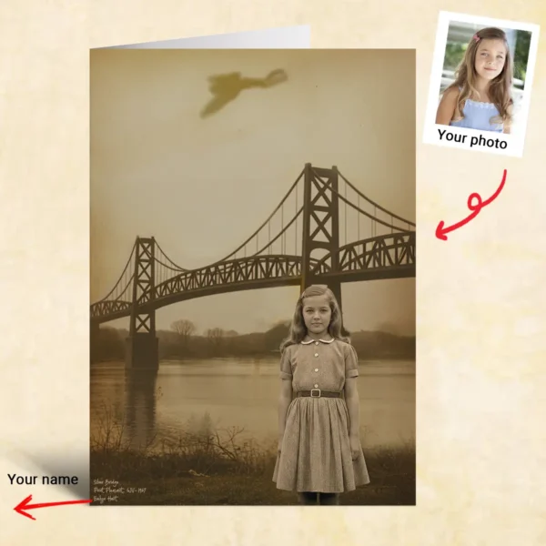 Personalized 1967 Mothman Sighting Card Your Face in Lost Photo, Custom Cryptid Gift