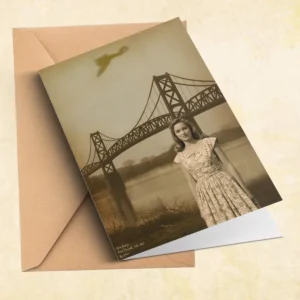 Personalized 1967 Mothman Sighting Card Your Face in Lost Photo, Custom Cryptid Gift