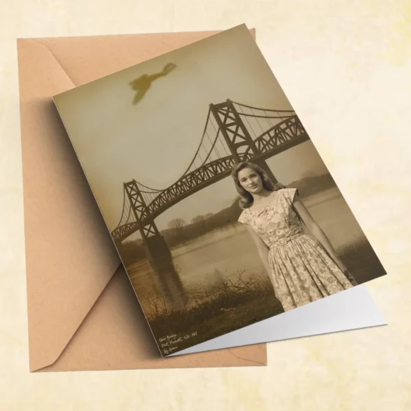 Personalized 1967 Mothman Sighting Card Your Face in Lost Photo, Custom Cryptid Gift