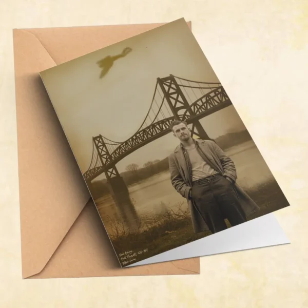 Personalized 1967 Mothman Sighting Card Your Face in Lost Photo, Custom Cryptid Gift