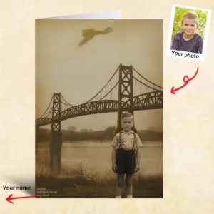 Personalized 1967 Mothman Sighting Card Your Face in Lost Photo, Custom Cryptid Gift