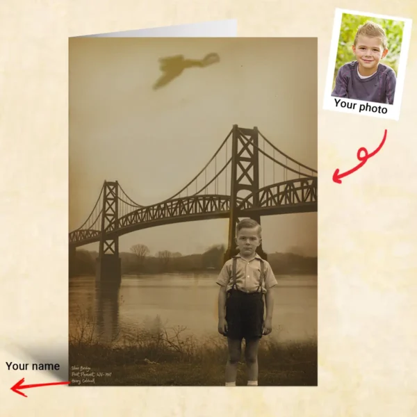 Personalized 1967 Mothman Sighting Card Your Face in Lost Photo, Custom Cryptid Gift