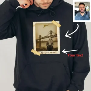 Personalized 1967 Mothman Sighting Hoodie Your Face in Lost Photo, Custom Hooded Sweatshirt