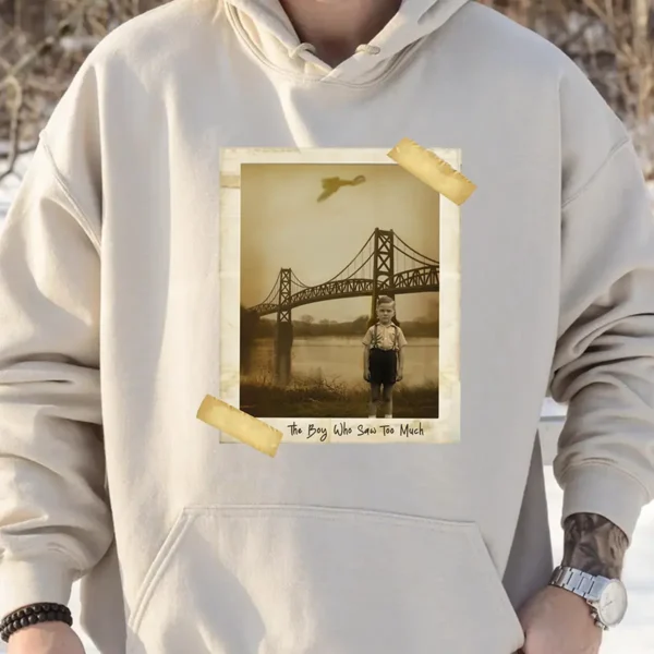Personalized 1967 Mothman Sighting Hoodie Your Face in Lost Photo, Custom Hooded Sweatshirt