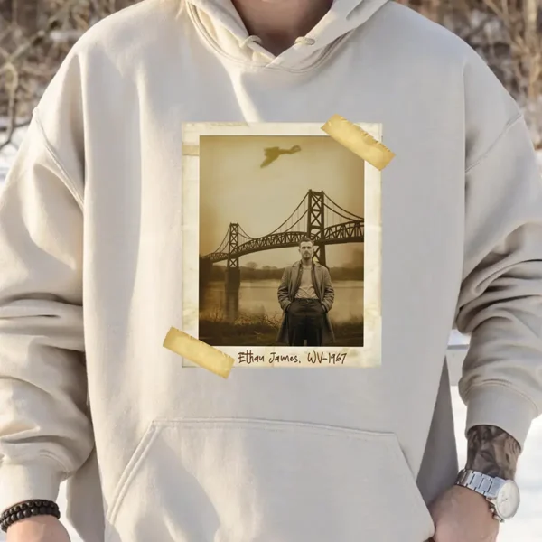 Personalized 1967 Mothman Sighting Hoodie Your Face in Lost Photo, Custom Hooded Sweatshirt