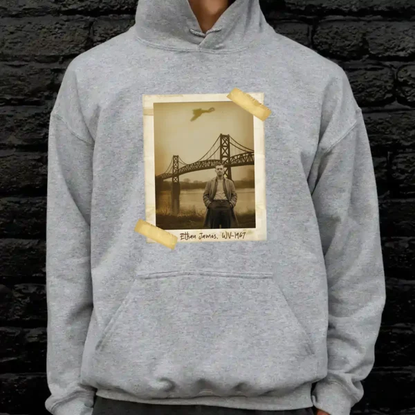 Personalized 1967 Mothman Sighting Hoodie Your Face in Lost Photo, Custom Hooded Sweatshirt