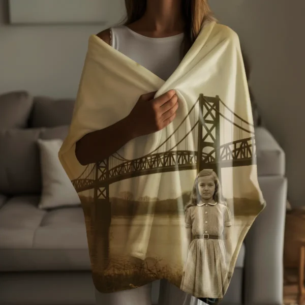 Personalized 1967 Mothman Sighting Sherpa Blanket Your Face in Lost Photo, Custom Gift