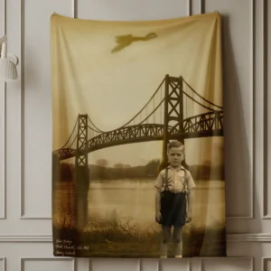 Personalized 1967 Mothman Sighting Sherpa Blanket Your Face in Lost Photo, Custom Gift