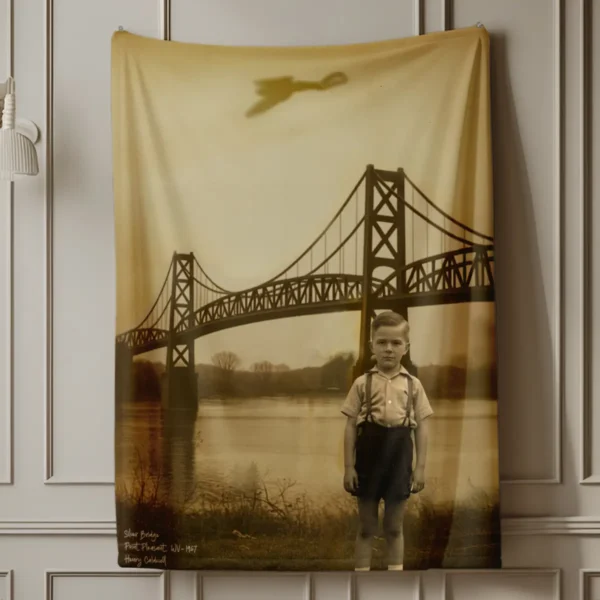 Personalized 1967 Mothman Sighting Sherpa Blanket Your Face in Lost Photo, Custom Gift